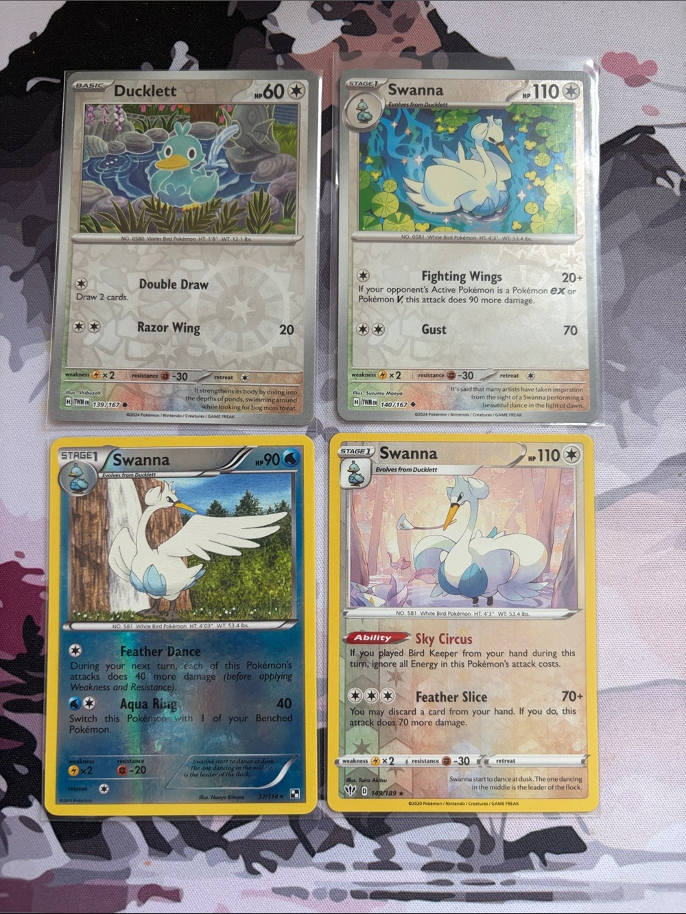 Ducklett & Swanna Pokémon Evolution Reverse Holo Card Lot 🦢 | 4 Cards ✨5/$25✨